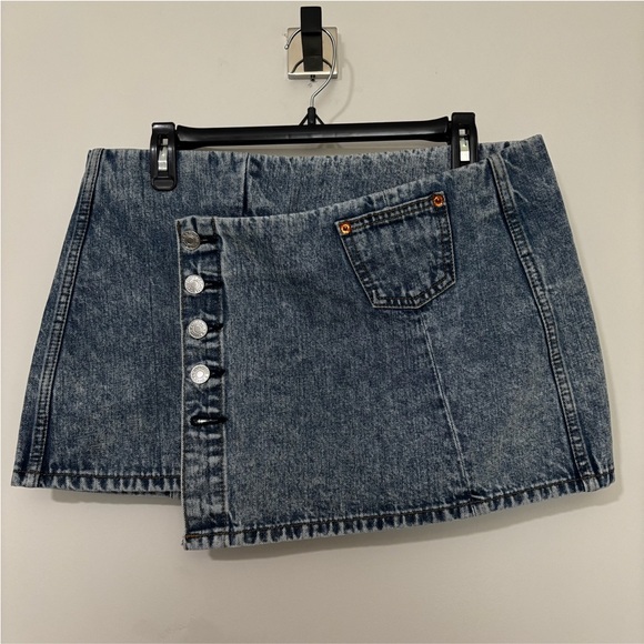 ReDone Low Waist Wrap Mini Skirt Size 28 - Picture 1 of 6
